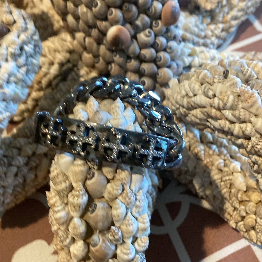 Soffer Ari Dimond .05 925 Selver men’s four crosses heavy ID style bracelet
